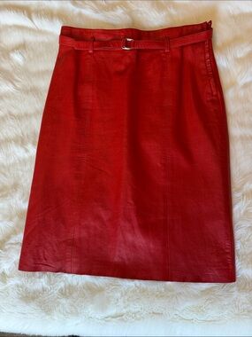BCBG MAXAZARIA Red Leather Skirt
